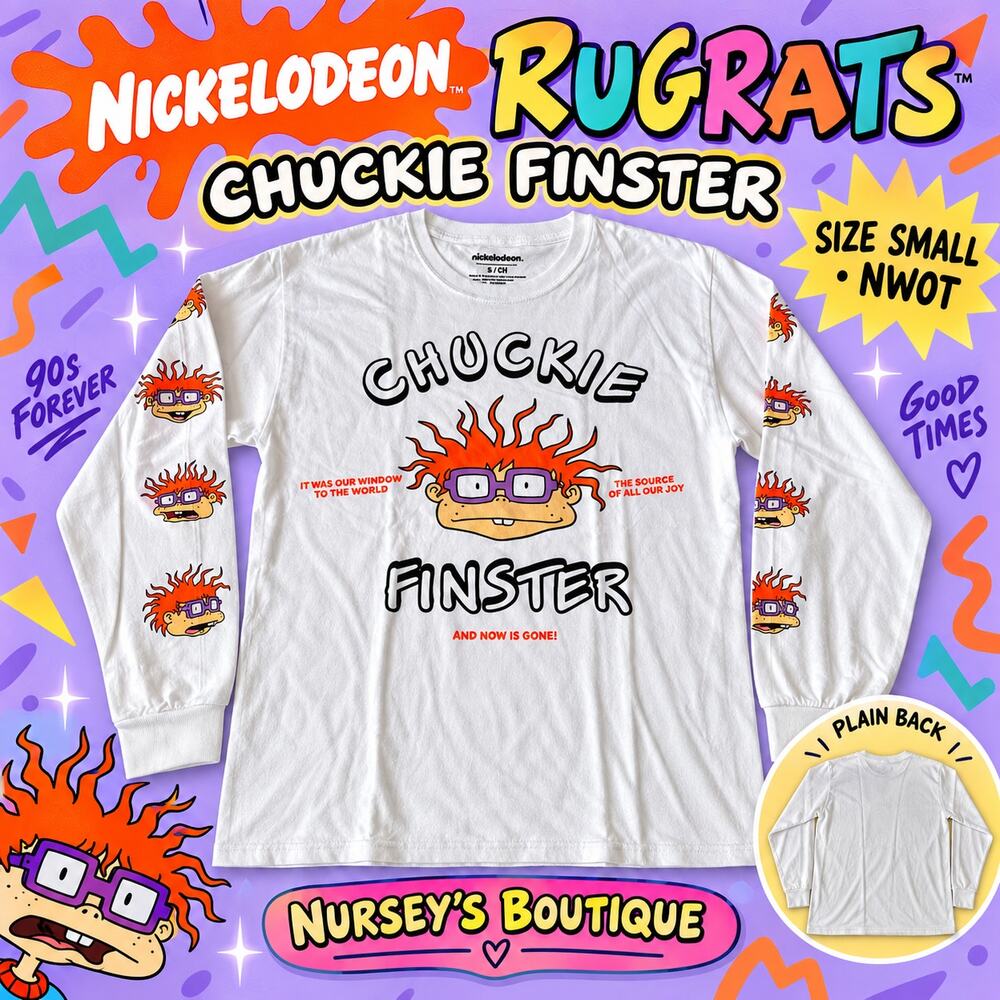 Nickelodeon Rugrats Chuckie Finster Long Sleeve Graphic Tee S NWOT